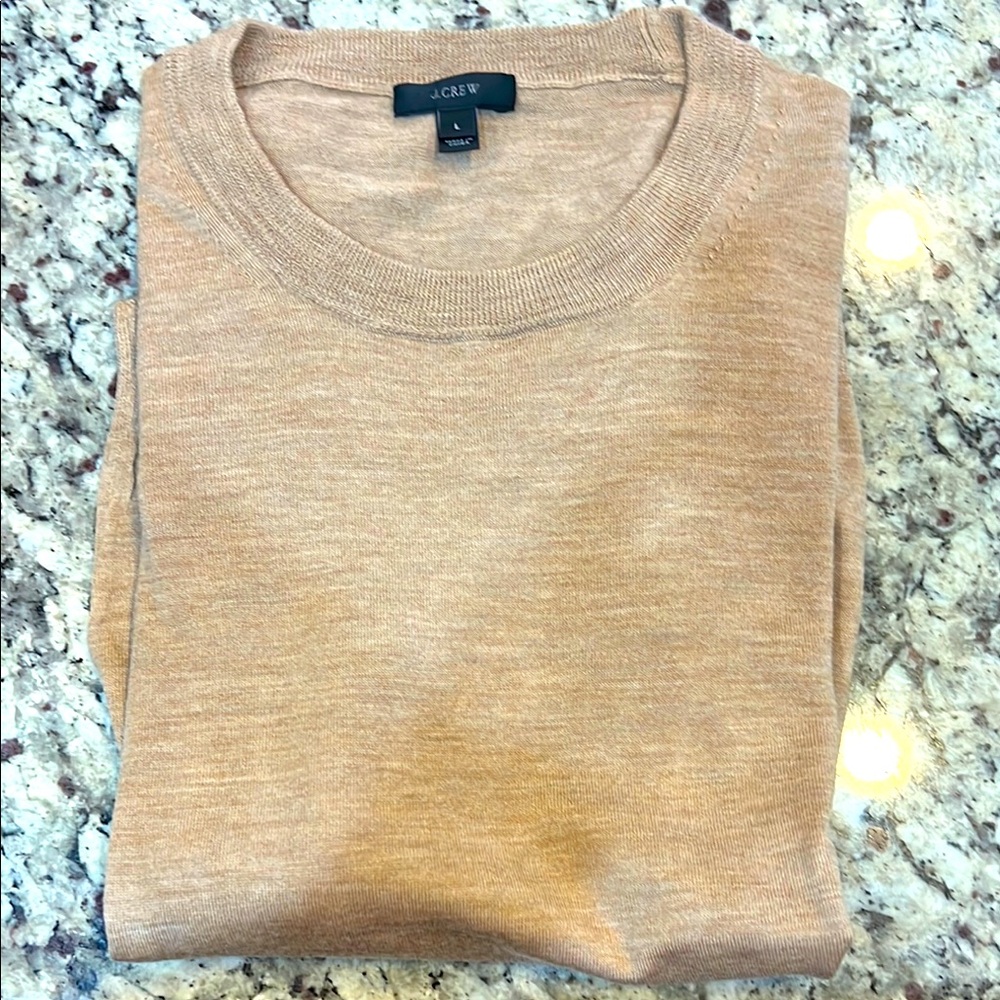 Light Beige Crewneck Sweater with Heathered Texture